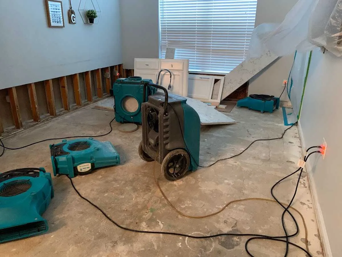 Dehumidifier in flood-cut room for Water Damage Restoration in Duanesburg